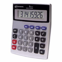 Innovera 15927, Bureau, Calculatrice à écran, 8 chiffres, Batterie/Solaire, Noir, Gris