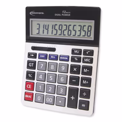 Innovera 15968, Bureau, Calculatrice à écran, 12 chiffres, Batterie/Solaire, Noir, Gris