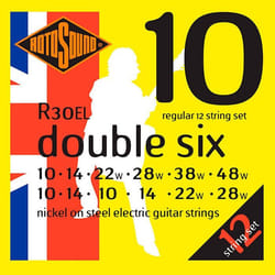 Rotosound Double Six Jeu de 12 cordes pour guitare électrique Nickel Tirant extra light 10-10 14-14 22-10 28-14 38-22 48-28