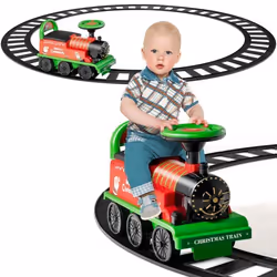 Train Electrique pour Enfants - COSTWAY - Vert - Rail 220cm - Autonomie 3h