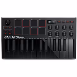 Akai MPK Mini MK3, 25 touche(s), Boutons, Rotatif, Noir, Noir, USB, 318 mm