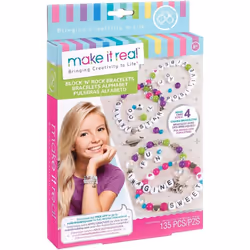 Make it Real - Kit 4 Bracelets Alphabet Avec Breloques, Kit de fabrication de bracelets pour enfants, 8 an(s), Multicolore