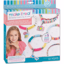 Make it Real Summer Vibes Heishi Bead Set, Kit de fabrication de bracelets pour enfants, 6 an(s), Multicolore, 531 pièce(s)