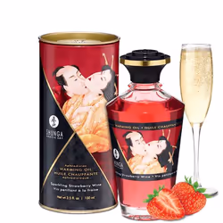 SHUNGA Sparkling Strawberry Wine, 100 ml, Corps entier, Lubrifiant chauffant, Fraise, Bouteille, 1 pièce(s)