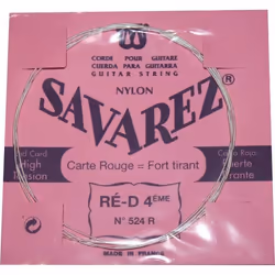 Corde pour guitare classique - SAVAREZ - 524R - Tirant fort - Couleur rouge - Corde à boucle