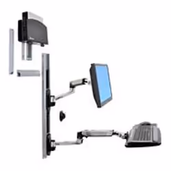 Ergotron LX Series LX Wall Mount System, 9,1 kg, 68,6 cm (27"), 75 x 75 mm, 100 x 100 mm, Réglage de la hauteur, Noir, Argent