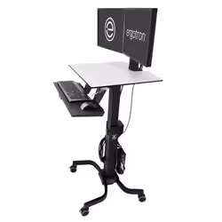 Ergotron WorkFit-C, Dual Sit-Stand, Panier multimédia, Noir, Gris, Ecran plat, 12,7 kg, 55,9 cm (22"), 75 x 75,100 x 100 mm