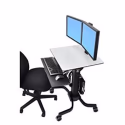 Ergotron WorkFit-C, Dual Sit-Stand Noir, Gris Ecran plat Panier multimédia