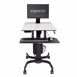Ergotron WorkFit-C, Single LD Sit-Stand Workstation, Panier multimédia, Noir, Gris, 7,3 kg, 61 cm (24"), 75 x 75,100 x 100 mm ...