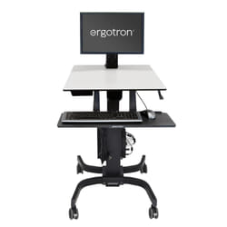 Ergotron WorkFit-C, Single LD Sit-Stand Workstation Noir, Gris Panier multimédia