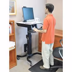 Ergotron WorkFit-C, Single LD Sit-Stand Workstation Noir, Gris Panier multimédia
