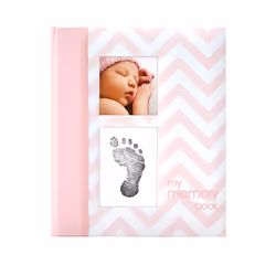 Pearhead Chevron babybook, Rose, Blanc, 50 feuilles, Couverture souple, Enfant, Femelle, 273,1 mm