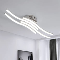 Goeco - Plafonnier led Ondulé avec 4 Tubes, Argent 24W 2300LM Lumière Froid 6000K, Lampe Plafond Moderne pour Chambre Cuisine Couloir Salle de Bain
