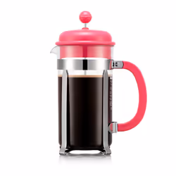 Bodum 1918-539BTR, Presse française, 1 L, Rose, Transparent, Plastique, Silicone, Acier inoxydable, 8 tasses, CAFFETTIERA