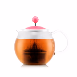Bodum 1823-539B, Théière simple, 1000 ml, Rose, Transparent, Plastique, Acier inoxydable, Filtre à infuser, 194 mm