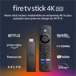 Fire TV Stick 4K - Amazon - Wi-Fi 6 - Télécommande vocale Alexa - 4K Ultra HD - Dolby Vision