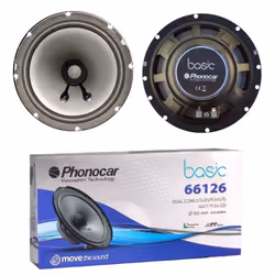 2 HAUT-PARLEURS PHONOCAR BASIC 66126 double cône 165 cm 65 diamètre avec 25 watt rms et 60 watt max 4 ohm 90 db voiture la