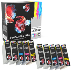 Prestige Cartridge Compatible LC1000 LC970 Ink Cartridges for Brother DCP-130C, DCP-135C, DCP-150C, DCP-153C, DCP-155C, DCP-157C, DCP-260C, DCP-330C, DCP-350C, DCP-353C, DCP-357C, DCP-375C, DCP-540CN, DCP-560CN, DCP-750CW, DCP-770CW, Fax-1355 - TWO SETS PLUS TWO BLACK