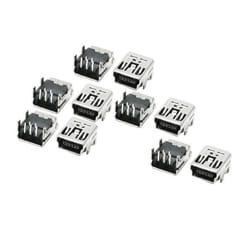 SOURCING MAP 10Pcs Droit Angle 5 Broches PCB Montage USB Type B Femelle Jack Connecteur