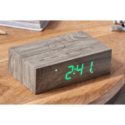 Gingko Design Flip Click Clock Réveil numérique Gris, Bois