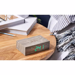 Gingko Design Flip Click Clock Réveil numérique Gris, Bois