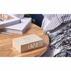 Gingko Design Flip Click Clock Réveil numérique Couleur érable, Blanc