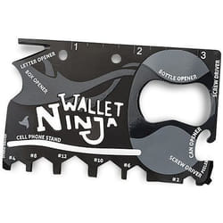 Outil multifonction - Ninja - Carte portefeuille 18 outils - Métal - Noir - Design contemporain