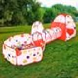 Tente de Jeu en 3 Pièce Piscine à Boules avec Tunnel Maison de Jouet pour Enfants