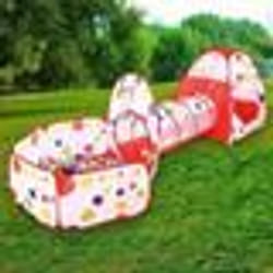 Tente de Jeu en 3 Pièce Piscine à Boules avec Tunnel Maison de Jouet pour Enfants