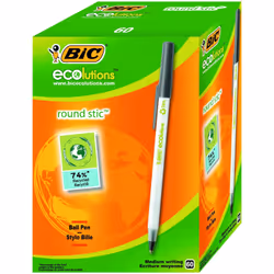 BIC Ecolutions Round Stic, Stylo à bille, Noir, 60 pièce(s)