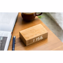 Gingko Design Flip Click Clock Réveil numérique Bambou