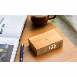 Gingko Design Flip Click Clock Réveil numérique Bambou