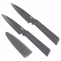 KUHN RIKON COLORI®+ Set de couteaux d'office gris 2 pièces, Couteau à fruit, Construction monopièce, 9 cm, Acier inoxydable, ...
