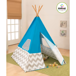 KidKraft Tipi – Turquoise À Chevron Gris Et Blanc - Vue supplémentaire 3