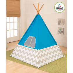 KidKraft Tipi – Turquoise À Chevron Gris Et Blanc - Vue supplémentaire 5