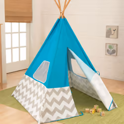 KidKraft Tipi – Turquoise À Chevron Gris Et Blanc - Vue supplémentaire 6