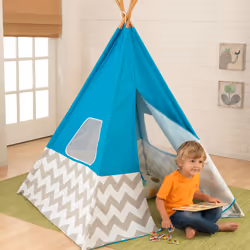KidKraft Tipi – Turquoise À Chevron Gris Et Blanc - Vue supplémentaire 7