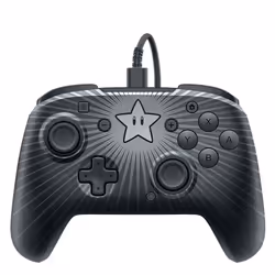 PDP Faceoff Wired Pro Controller- Star Mario, Manette de jeu, Nintendo Switch, Bouton d'accueil, Touche Turbo, Analogique/Num ...