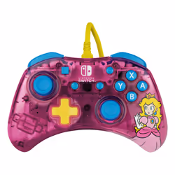 PDP Rock Candy: Bubblegum Peach Rose, Translucide USB Manette de jeu Analogique/Numérique Nintendo Switch, Nintendo Switch Lite, Nintendo Switch OLED