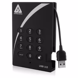 Apricorn Aegis Padlock USB 3.0 500GB, 500 Go, 3.2 Gen 1 (3.1 Gen 1), 5400 tr/min, Noir