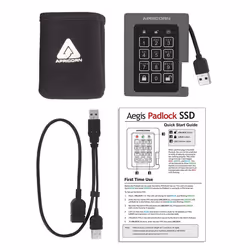 Apricorn Aegis Padlock 480 Go USB 3.2 Gen 1 (3.1 Gen 1) Noir, Gris