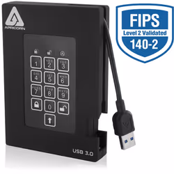 Apricorn Aegis Padlock Fortress, 2 To, 3.2 Gen 1 (3.1 Gen 1), 5400 tr/min, Noir