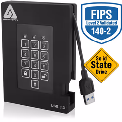 Apricorn Aegis Padlock Fortress, 1 To, USB, 3.2 Gen 1 (3.1 Gen 1), 180 Mo/s, Noir