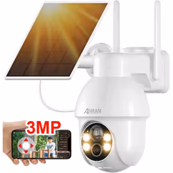 ANRAN Q03 Caméra de Surveillance 2K HD 3MP Batterie Solaire Extérieur sans Fil Détection de Mouvement AI Compatible Alexa Bla ...