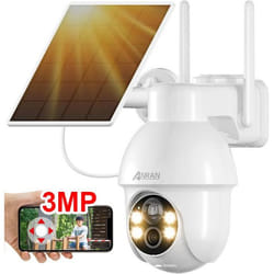 ANRAN Q03 Caméra de Surveillance 2K HD 3MP Batterie Solaire Extérieur sans Fil Détection de Mouvement AI Compatible Alexa Blanc