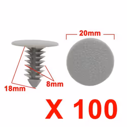 SOURCING MAP 100Pcs Agrafes Garniture Plastique Porte Pare-Choc Avant Gris Fixation Rivets 8mm pour Voiture