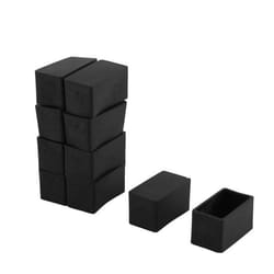 SOURCING MAP 10Pcs Embout Pied Chaise Bouchon Patin Capuchon Protection Jambe Meuble Plancher Rectangle en Caoutchouc Noir 40x20mm