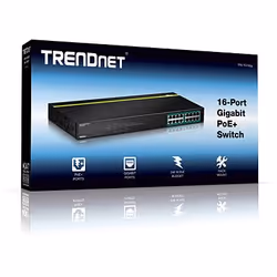 Trendnet TPE-TG160G commutateur réseau Non-géré L2 Gigabit Ethernet (10/100/1000) Connexion Ethernet, supportant l'alimentation via ce port (PoE) 1U Noir - Vue supplémentaire 4