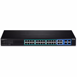 Trendnet TPE-5028WS commutateur réseau Géré Gigabit Ethernet (10/100/1000) Connexion Ethernet, supportant l'alimentation via ce port (PoE) 1U Noir