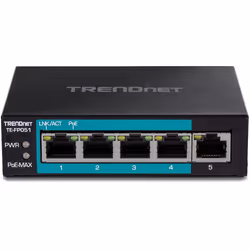Trendnet TE-FP051 commutateur réseau Non-géré Fast Ethernet (10/100) Connexion Ethernet, supportant l'alimentation via ce port (PoE) Noir